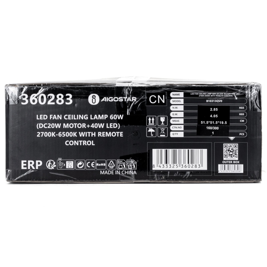 Aigostar - Світлодіодний стельовий вентилятор з регулюванням яскравості LED/40W/230V 2700-6500K діаметр 48 см + пульт дистанційного керування білий