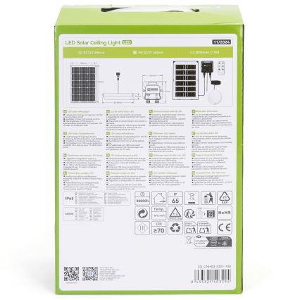 Aigostar - Світлодіодний світильник на сонячній батареї LED/35W/12V 3000 mAh 6500K діаметр 16,8 см + пульт дистанційного керування