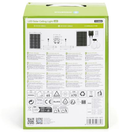Aigostar - Світлодіодний світильник на сонячній батареї 2xLED/35W/12V 6000 mAh 6500K діаметр 16,8 см + пульт дистанційного керування