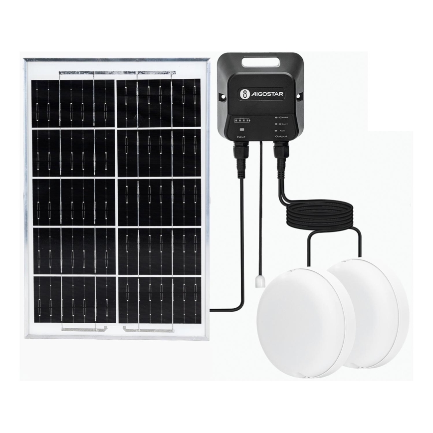 Aigostar - Світлодіодний світильник на сонячній батареї 2xLED/35W/12V 6000 mAh 6500K діаметр 16,8 см + пульт дистанційного керування