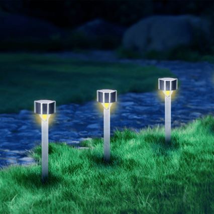 Aigostar - Світлодіодний світильник на сонячній батареї LED/0,006W/1,2V 32см матовий хром 2700K IP44