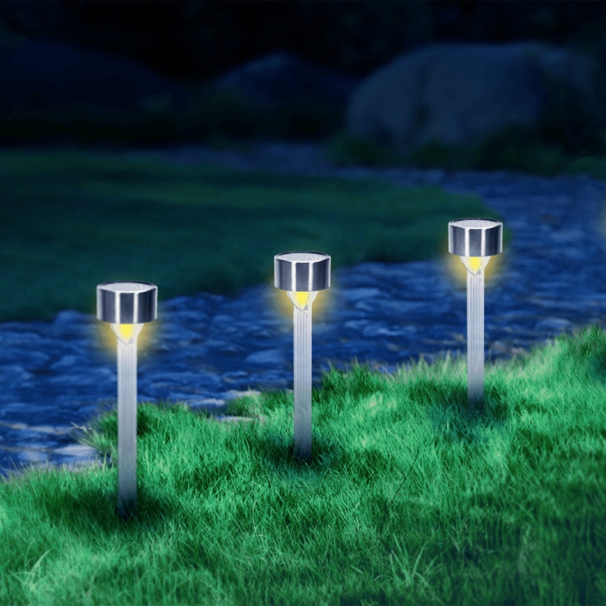 Aigostar - Світлодіодний світильник на сонячній батареї LED/0,006W/1,2V 32см матовий хром 2700K IP44