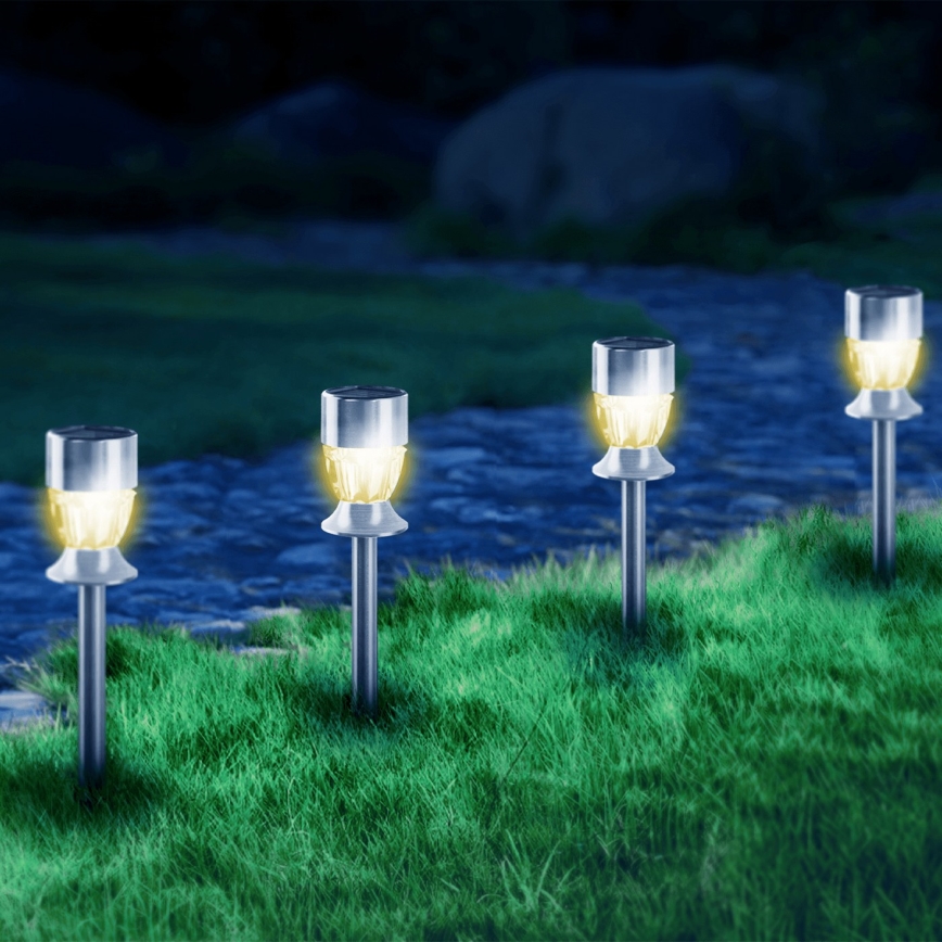 Aigostar - Світлодіодний світильник на сонячній батареї LED/0,006W/1,2V 35,5см матовий хром 2700K IP44