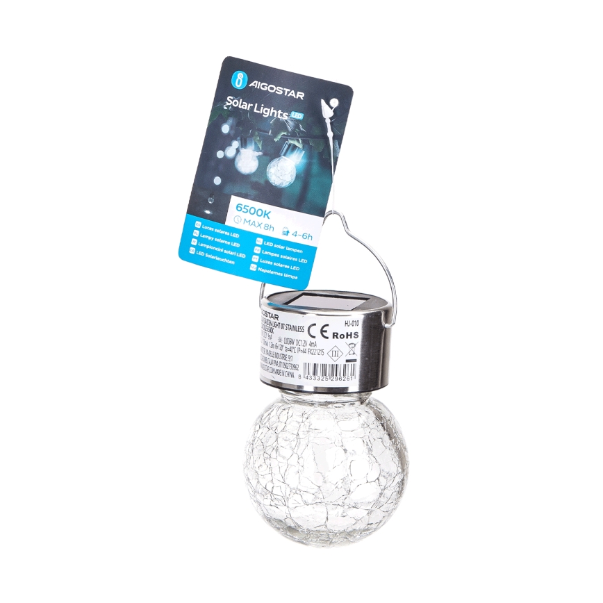 Aigostar - Світлодіодний світильник на сонячній батареї LED/0,006W/1,2V діаметр 6 см 100 mAh 6500K IP44