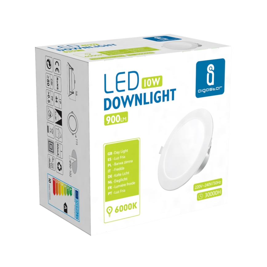 Aigostar - Вбудований стельовий LED світильник для ванної LED/10W/230V 6000K IP44 діаметр 11,5 см білий
