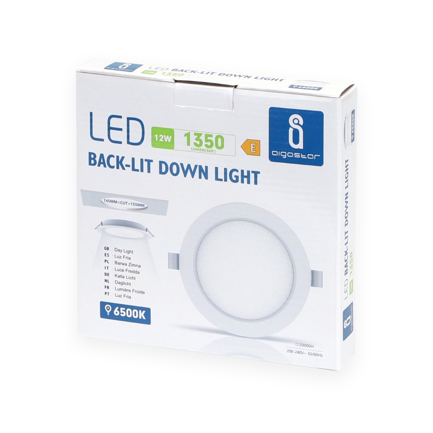 Aigostar - Світлодіодний вбудований світильник LED/12W/230V 6500K діаметр 17,5 см білий