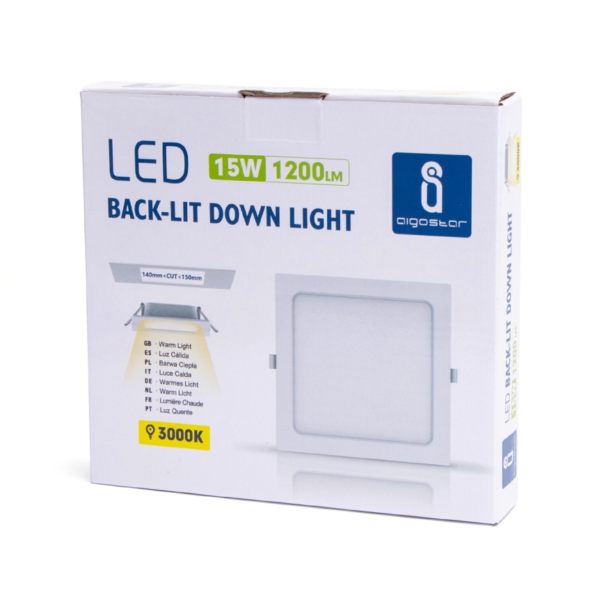 Aigostar - Світлодіодний вбудований світильник LED/15W/230V 17,5x17,5 см 3000K білий