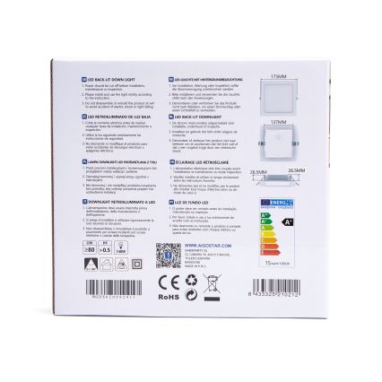 Aigostar - Світлодіодний вбудований світильник LED/15W/230V 17,5x17,5 см 3000K білий