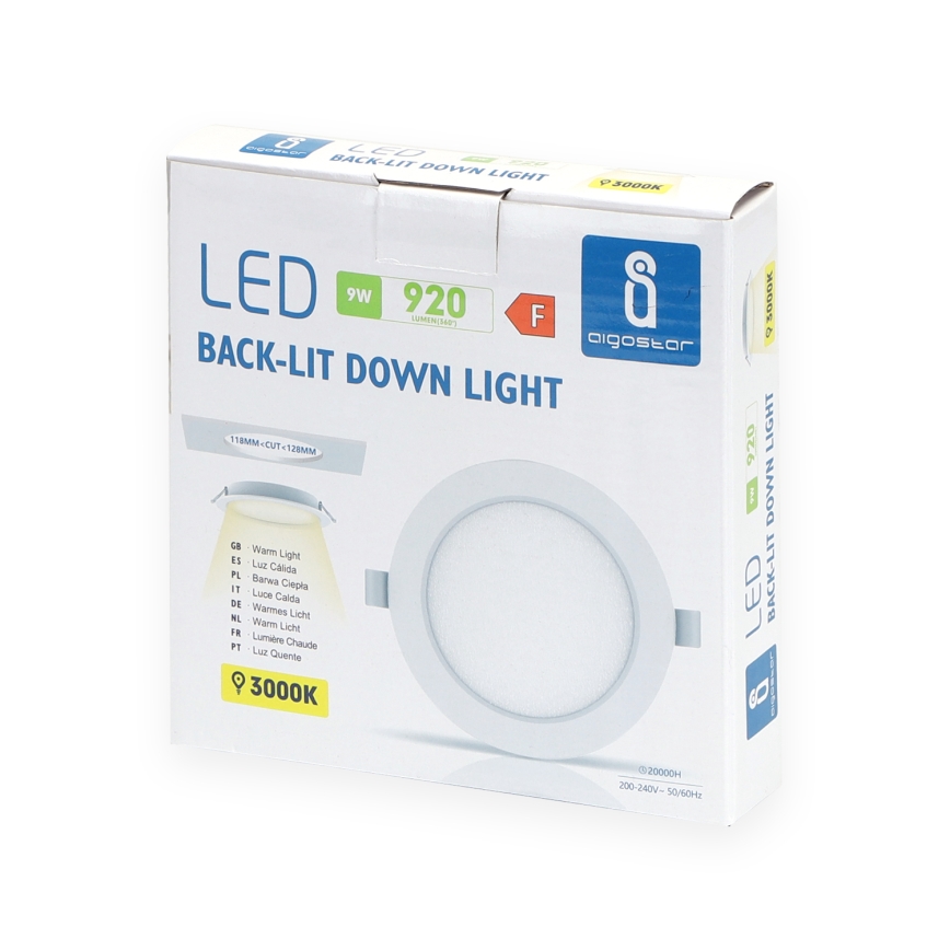 Aigostar - Світлодіодний вбудований світильник LED/9W/230V 3000K діаметр 11,8 см білий