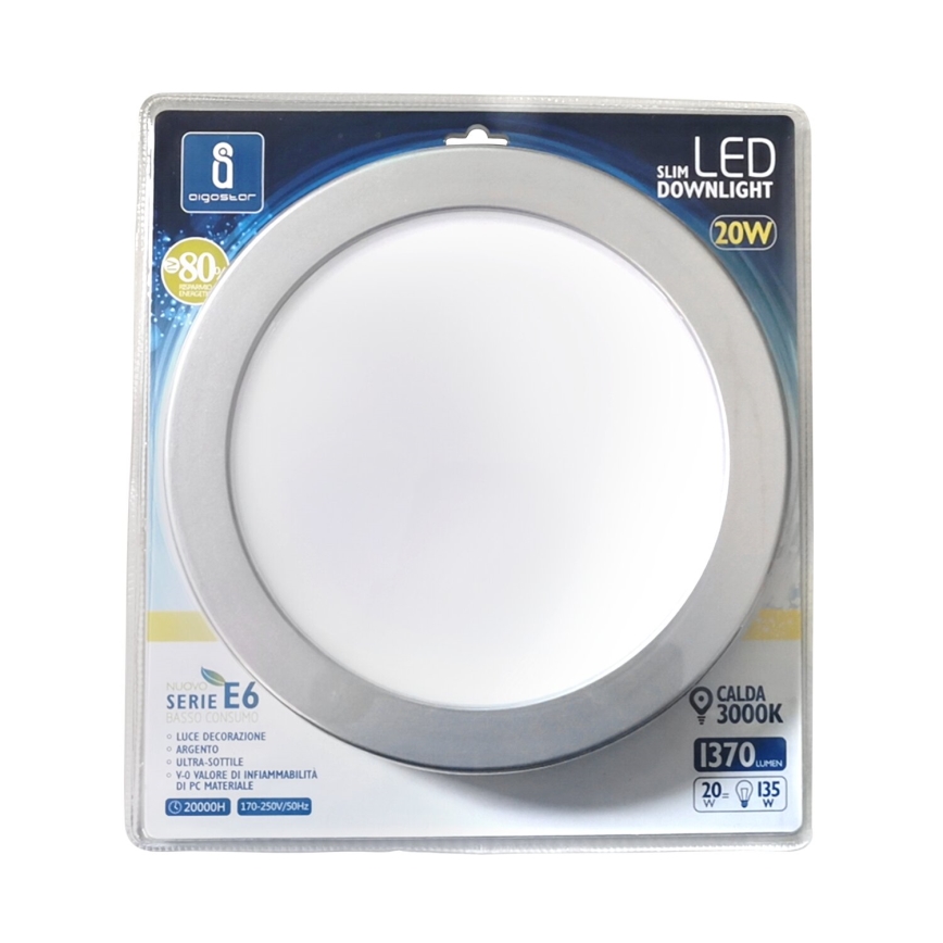 Aigostar - Світлодіодний вбудований світильник ULTRATHIN LED/20W/230V 3000K матовий хром
