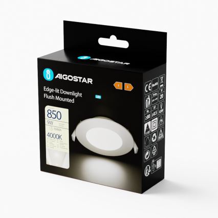 Aigostar - Світлодіодний вбудований світильник ULTRATHIN LED/9W/230V 4000K білий