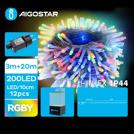 Aigostar - Світлодіодна вулична різдвяна гірлянда 200xLED/8 функцій 23 м IP44 кольоровий