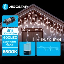 Aigostar - Світлодіодна вулична різдвяна гірлянда 400xLED/8 функцій 23x0,6 м IP44 холодний білий