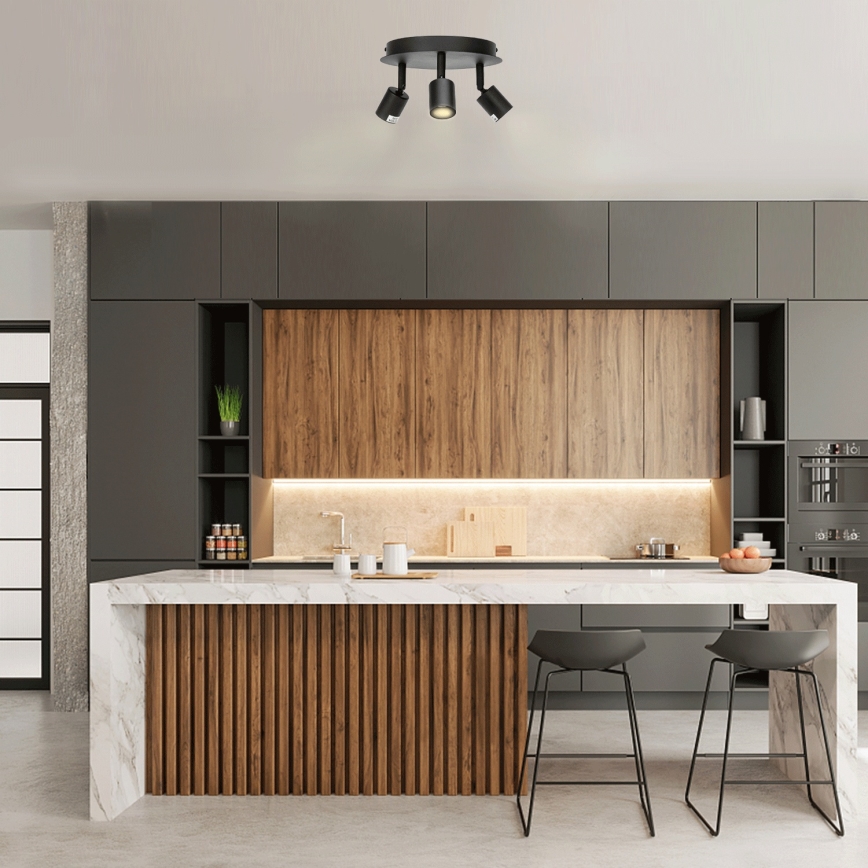 Aigostar - Точечный светильник 3x GU10/60 Вт/230 В, чёрный