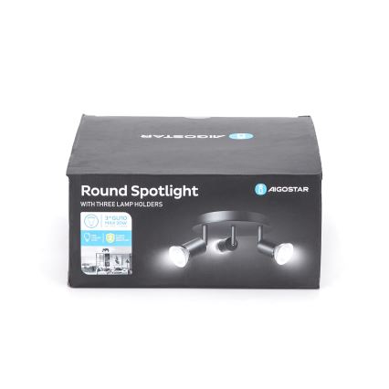 Aigostar - Точечный светильник 3x GU10/60 Вт/230 В, чёрный