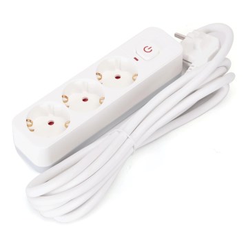 Aigostar - Удлинитель с выключателем 3 розетки Тип F 3 м SCHUKO белый