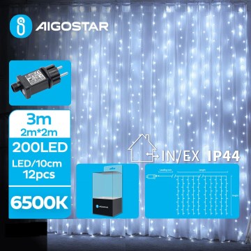 Aigostar - уличная рождественская LED-гирлянда 200xLED/8 режимов 5x2m IP44 холодный белый