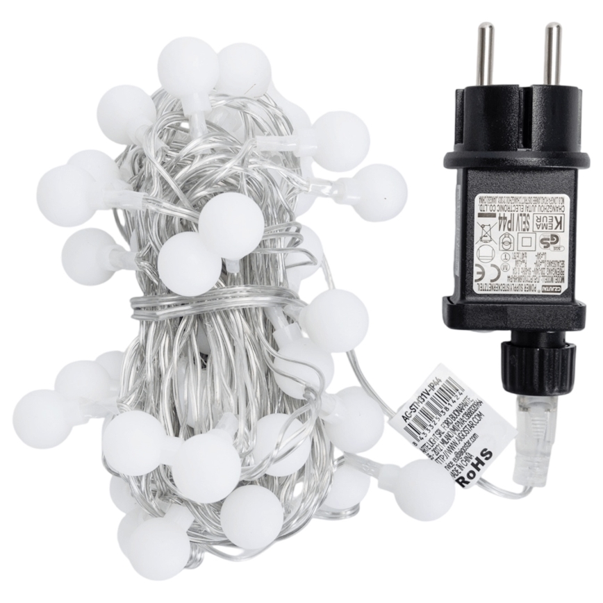 Aigostar - уличная декоративная LED-гирлянда, 50 светодиодов / 8 режимов, 5 m, IP44, тёплый белый