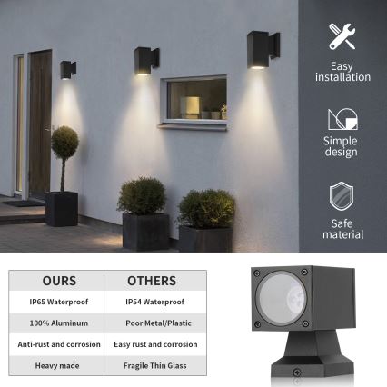 Aigostar - Уличный настенный светильник 1xGU10/230V черный IP65 угловой