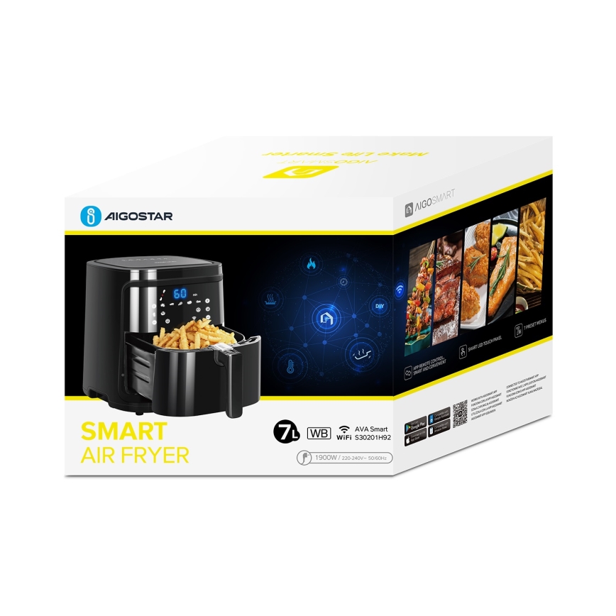 Aigostar - Умная аэрофритюрница 7 л 1900W/230V/60 мин Wi-Fi