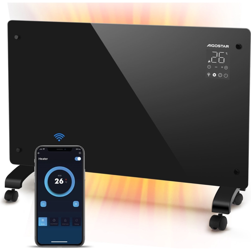 Aigostar - Умный электрический обогреватель/конвектор 2000 Вт Wi-Fi