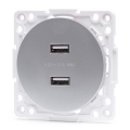 Aigostar - USB-розетка питания без рамки, 2× USB-A, серебристая