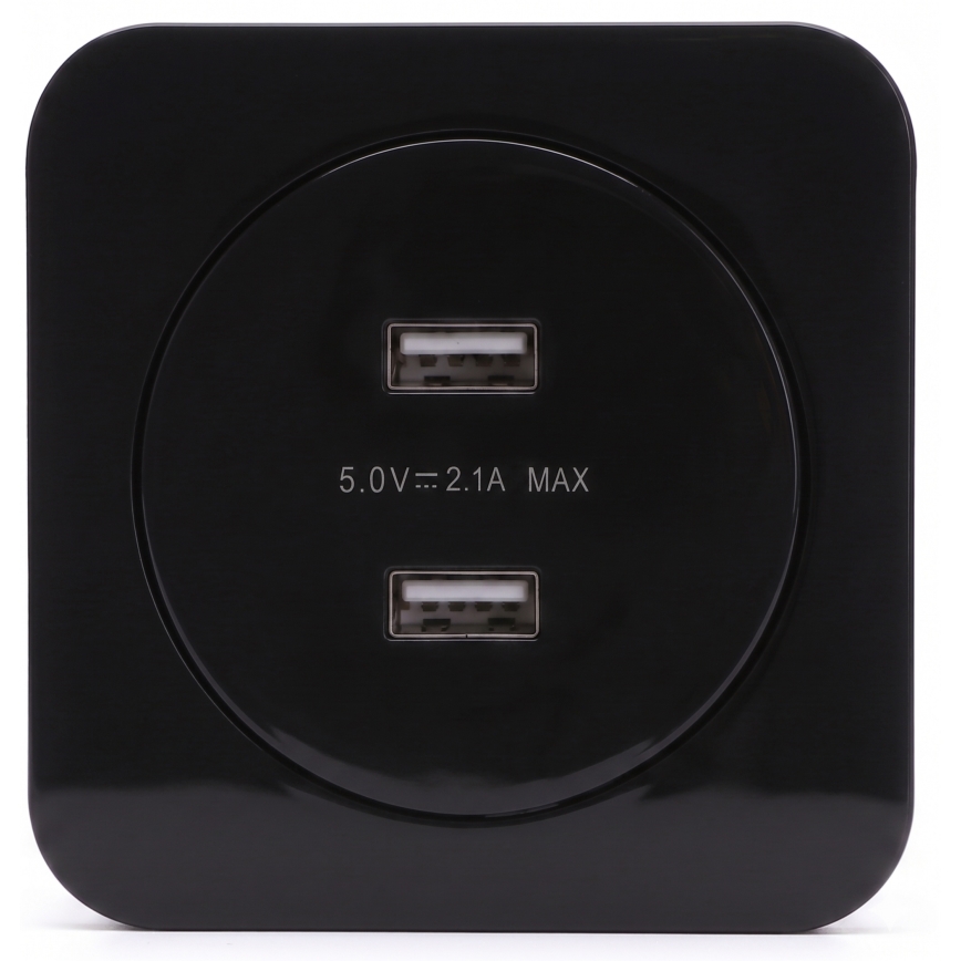 Aigostar - USB-розетка с рамкой, 2× USB-A, чёрная