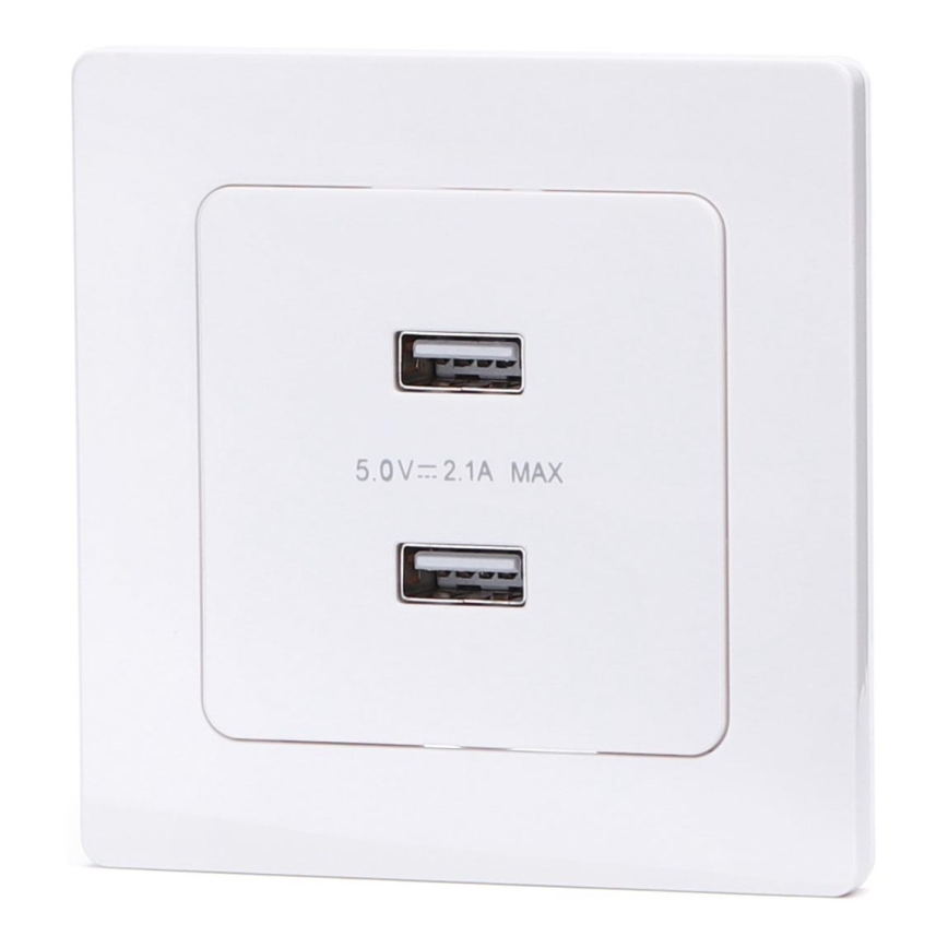 Aigostar - USB-розетка в рамке, 2 порта USB-A, белая