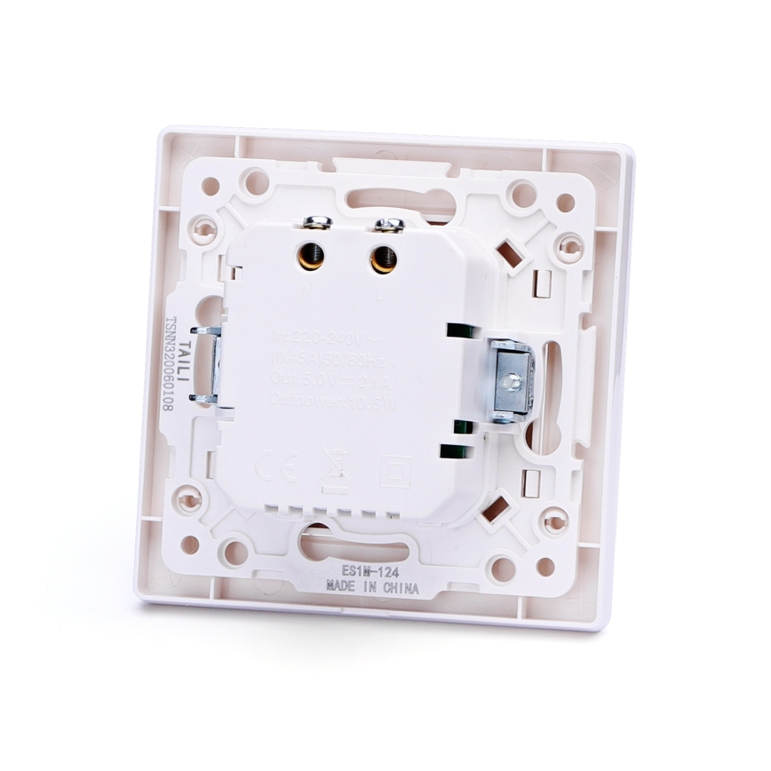 Aigostar - USB-розетка в рамке, 2 порта USB-A, белая