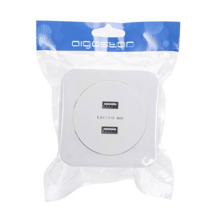 Aigostar - USB-розетка з рамкою 2x USB-A біла