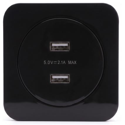 Aigostar - USB-розетка з рамкою для живлення, 2x USB-A, чорна