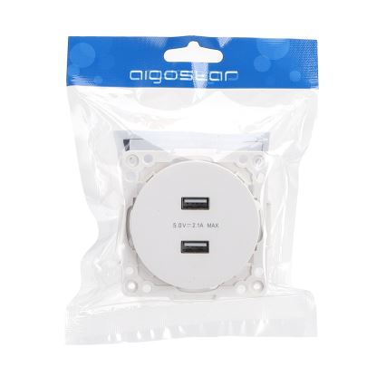 Aigostar - USB розетка живлення без рамки 2x USB-A біла
