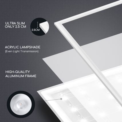 Aigostar - Вбудована стельова LED панель LED/40W/230V 6500K 60x60см білий