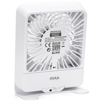Aigostar - Вентилятор настільний 5W/5V білий