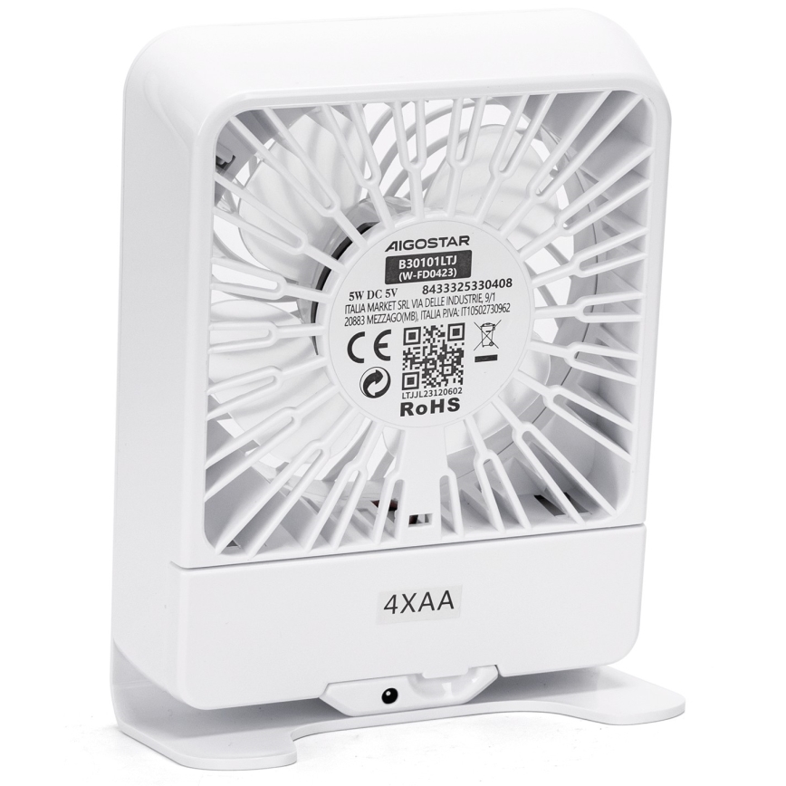 Aigostar - Вентилятор настільний 5W/5V білий