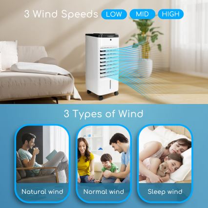 Aigostar - Воздухоохладитель 60 Вт/230 В белый/черный + пульт дистанционного управления