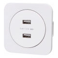 Aigostar - встраиваемая USB-розетка с рамкой, 2x USB-A, белая