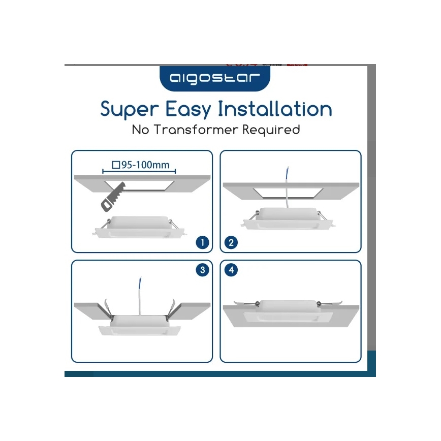 Aigostar - встраиваемый потолочный LED-светильник LED/6Вт/230В 6500K 12x12 см белый