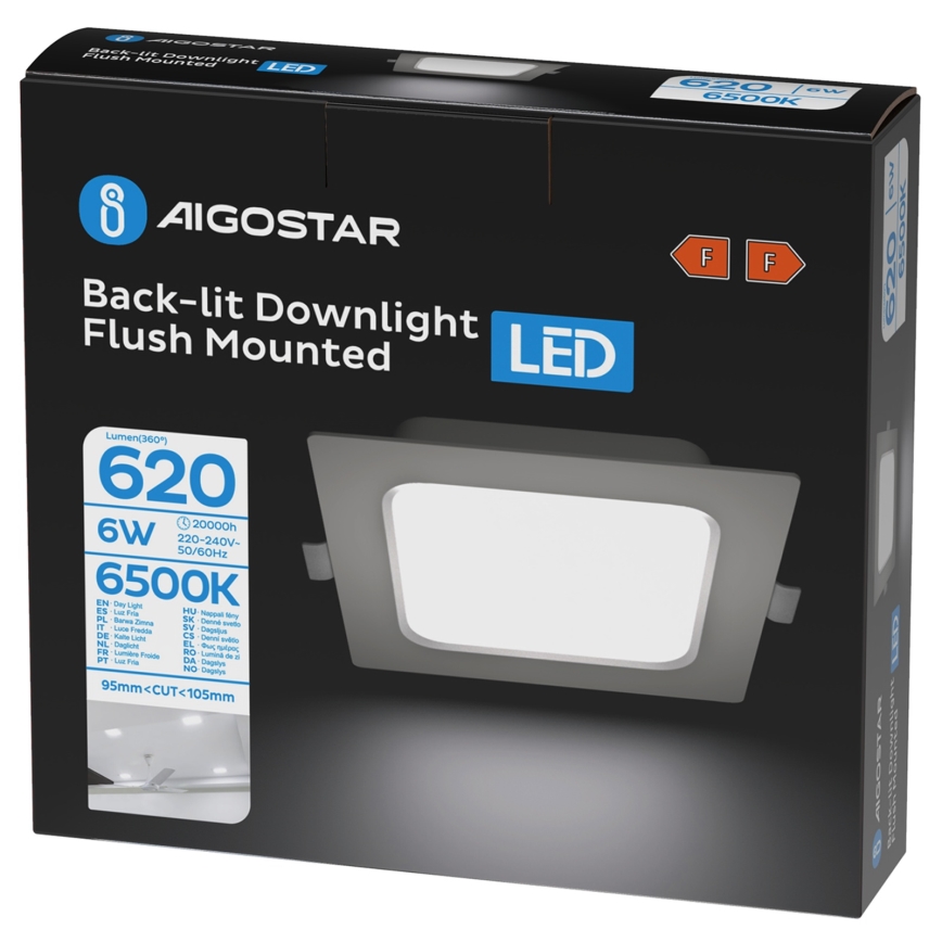 Aigostar - встраиваемый потолочный LED-светильник LED/6Вт/230В 6500K 12x12 см белый