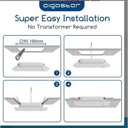 Aigostar - встраиваемый потолочный LED-светильник LED/6Вт/230В 6500K 12x12 см белый
