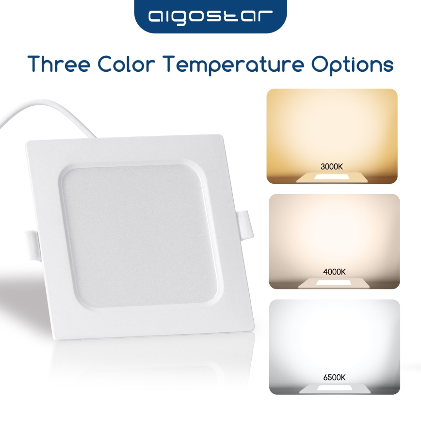 Aigostar - встраиваемый светодиодный светильник, 6 Вт, 230 В, 3000 К, 12×12 см, белый