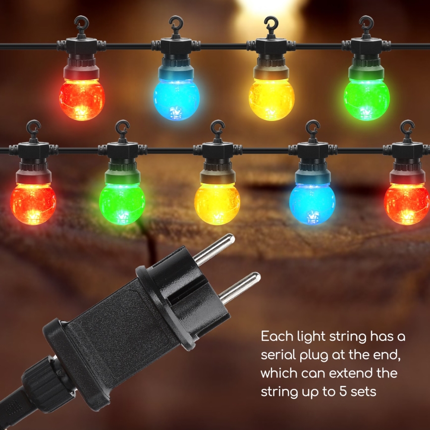 Aigostar - Вулична декоративна LED гірлянда 10xLED/8м IP44 теплий білий