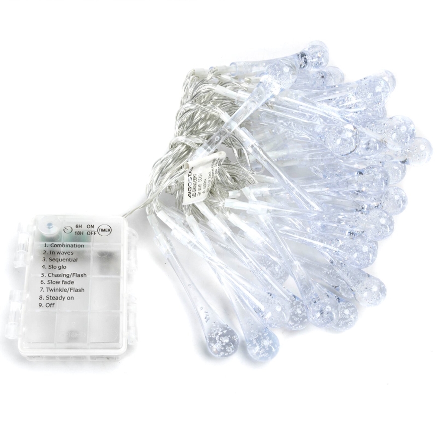 Aigostar - Вулична декоративна LED гірлянда 50xLED/8 функцій/3xAA 5,3м IP44 холодний білий