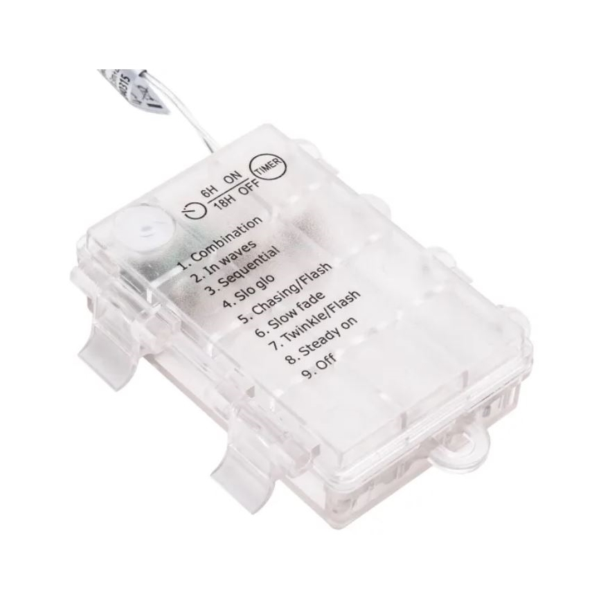 Aigostar - вулична LED-гірлянда 50 світлодіодів/3×AA/8 режимів 5,3 м IP44 тепле біле світло