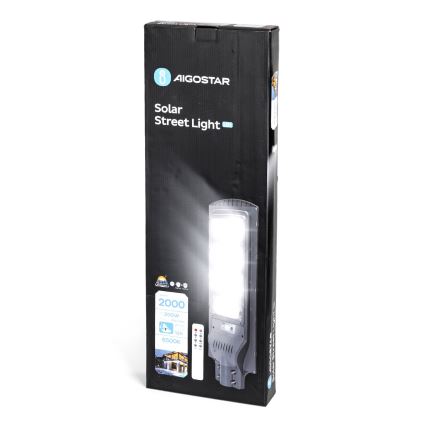 Aigostar - Вулична LED лампа на сонячній батареї з датчиком LED/200W/3,2V 20000mAh IP65 6500K + пульт дистанційного керування