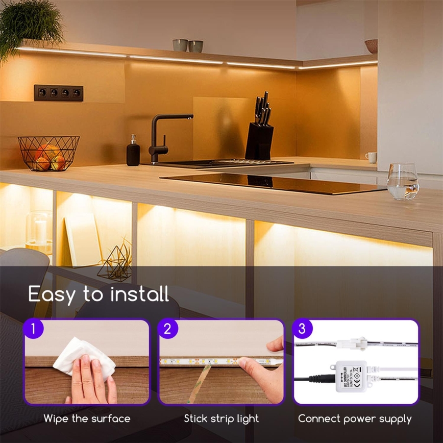 Aigostar - Вулична світлодіодна стрічка з регулюванням яскравості 5м LED/18W/12/230V 3000K IP65