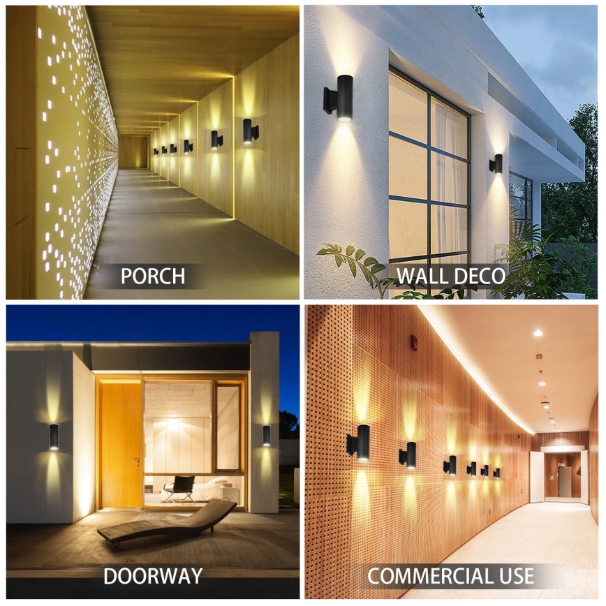 Aigostar - Вуличний настінний світильник 2xGU10/230V чорний IP65 круглий