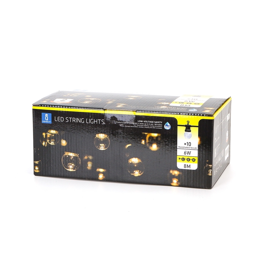 Aigostar - Вулична декоративна LED гірлянда 10xLED/8м IP44 теплий білий