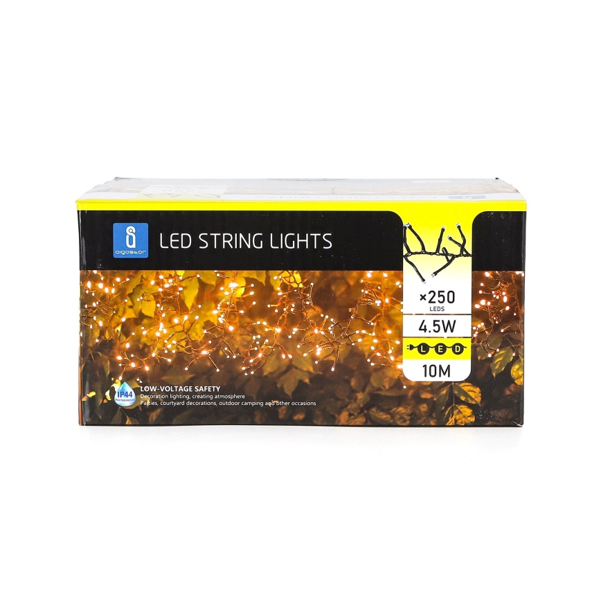 Aigostar - Вулична декоративна LED гірлянда 250xLED/10м IP44 теплий білий