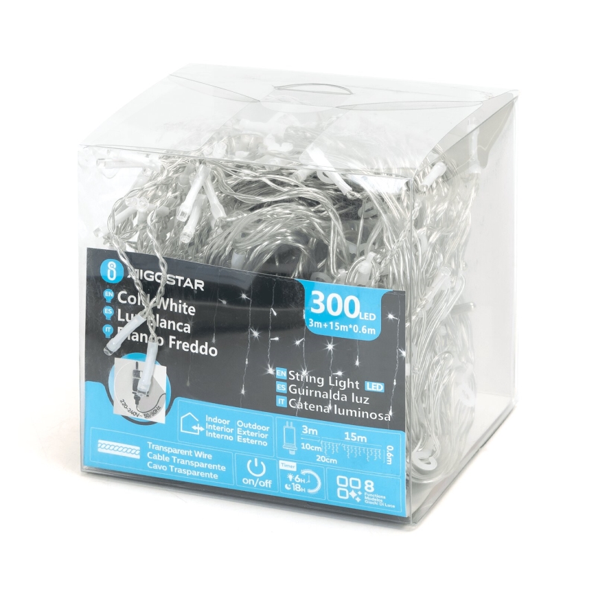 Aigostar - Вулична декоративна LED гірлянда 75xLED/6W/230V 15x0,6м IP44 холодний білий